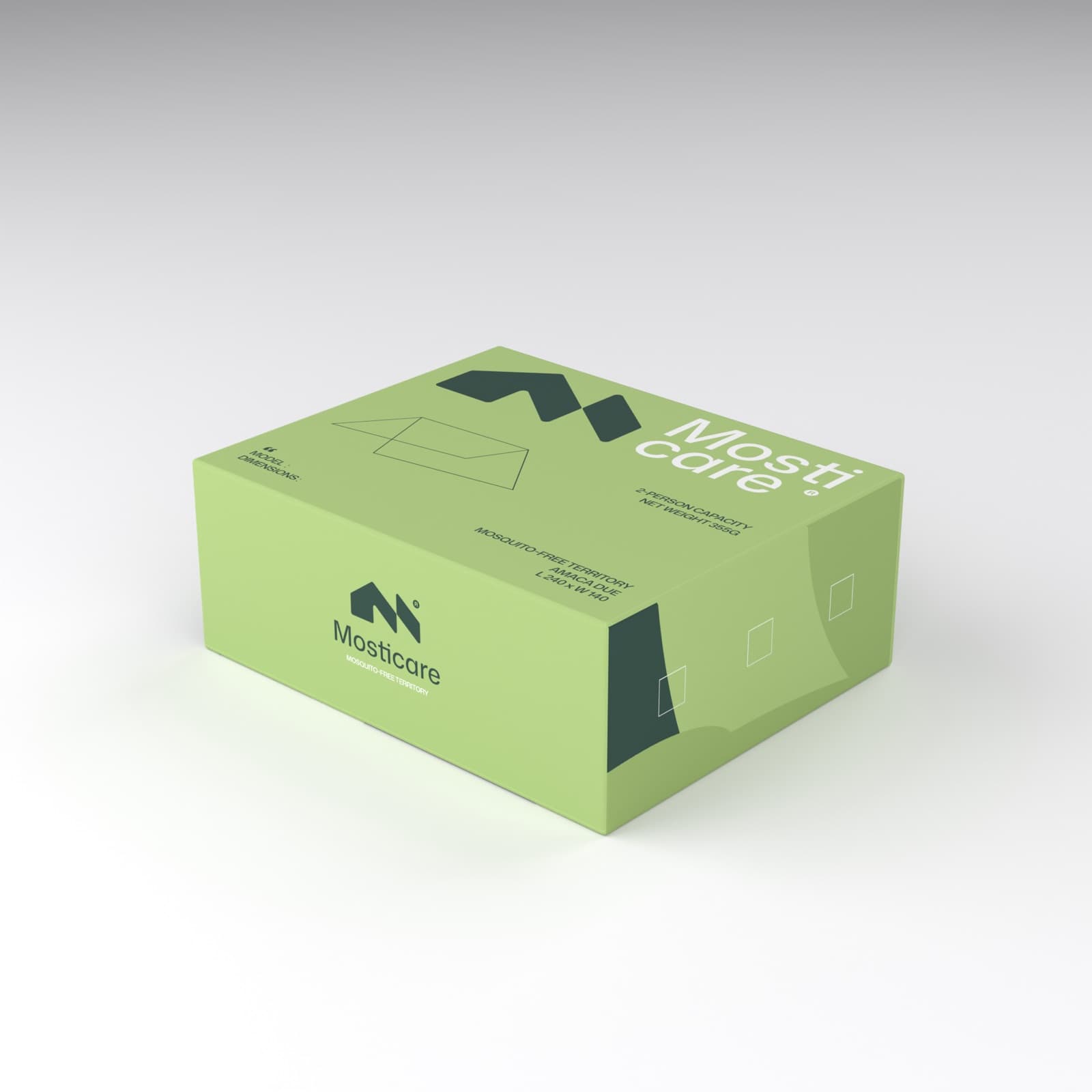 Mosticare Amaca Due packaging, closed box, brand-green carton