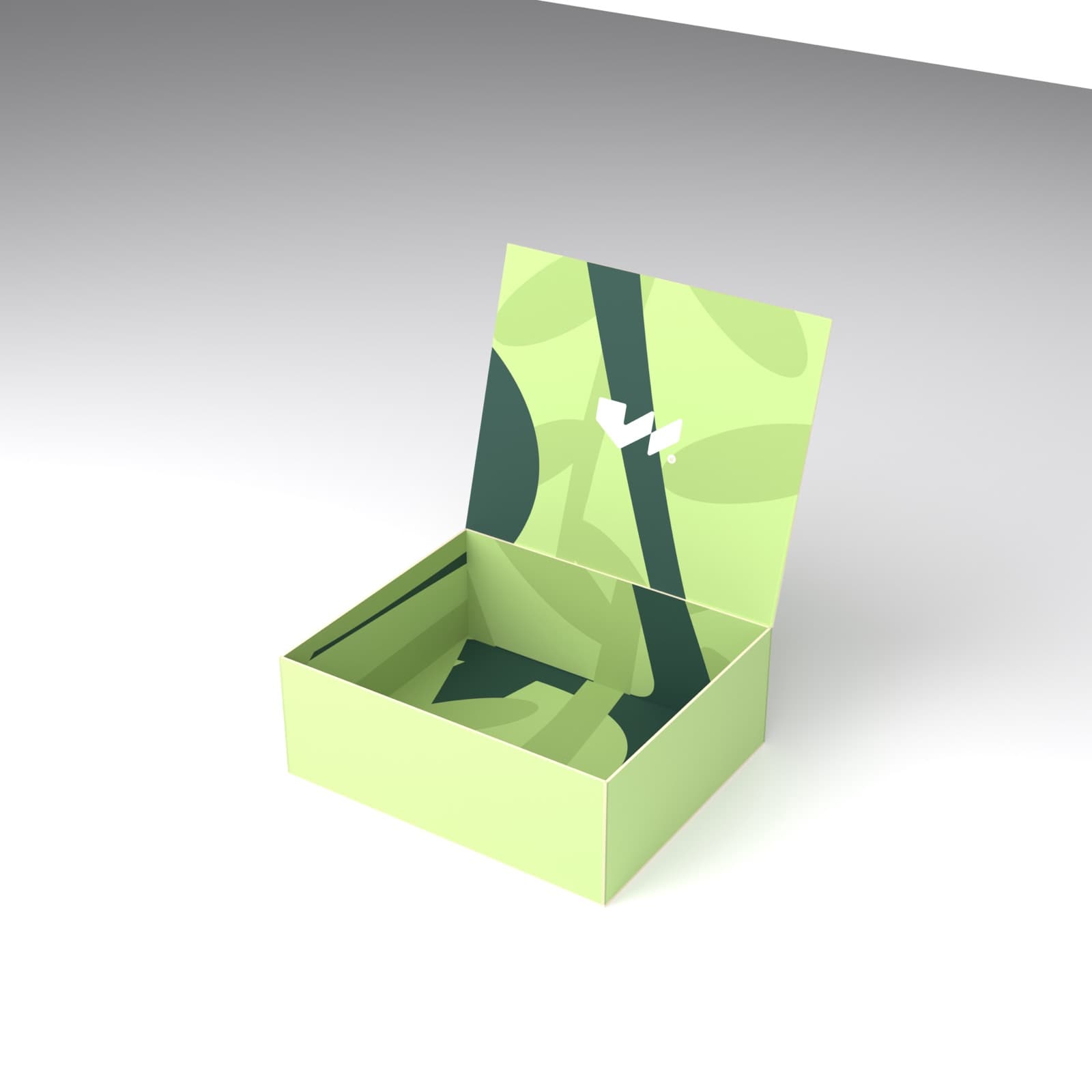 Mosticare Cubo Uno packaging, open box revealing the printed interior