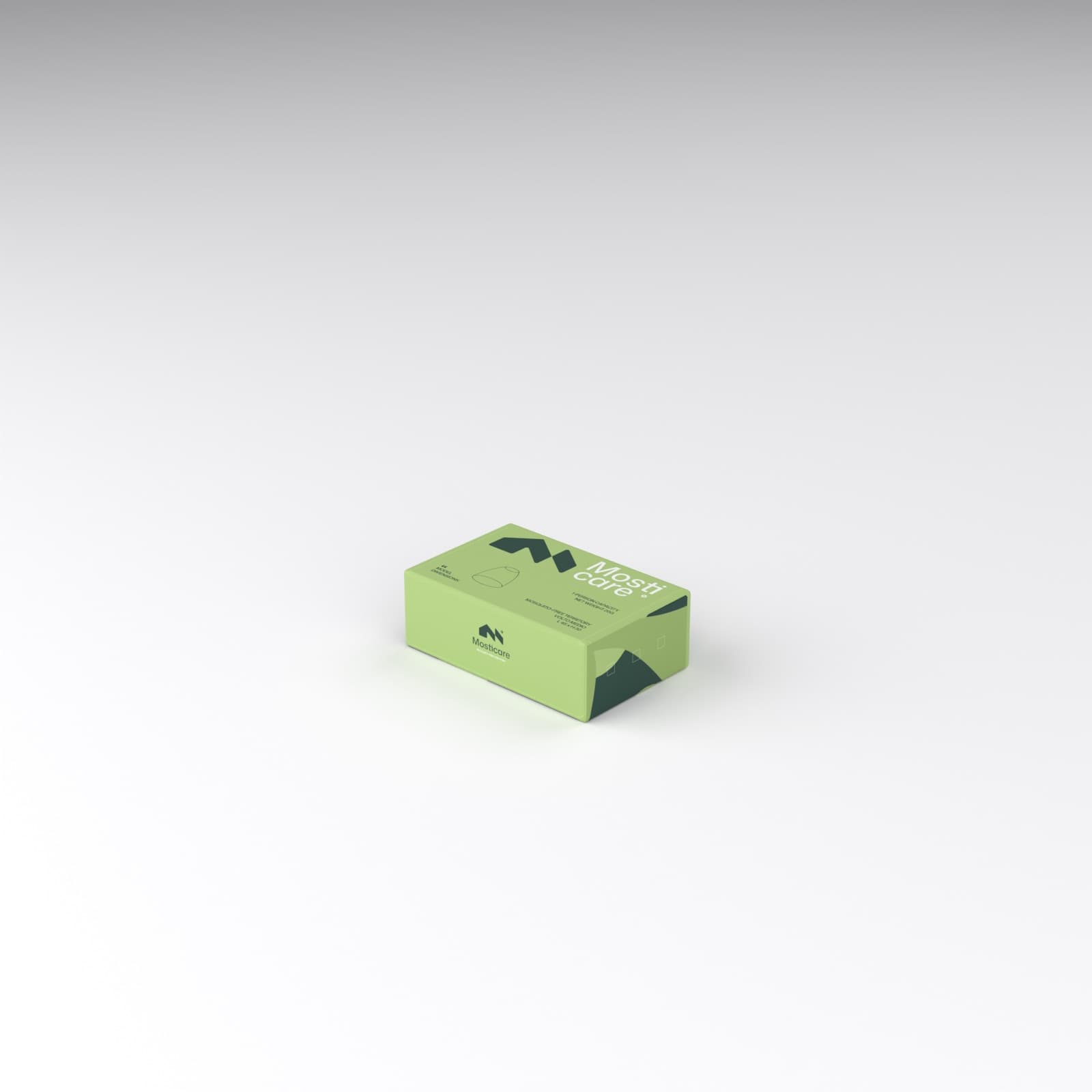 Mosticare Volto Medio packaging, closed box, brand-green carton